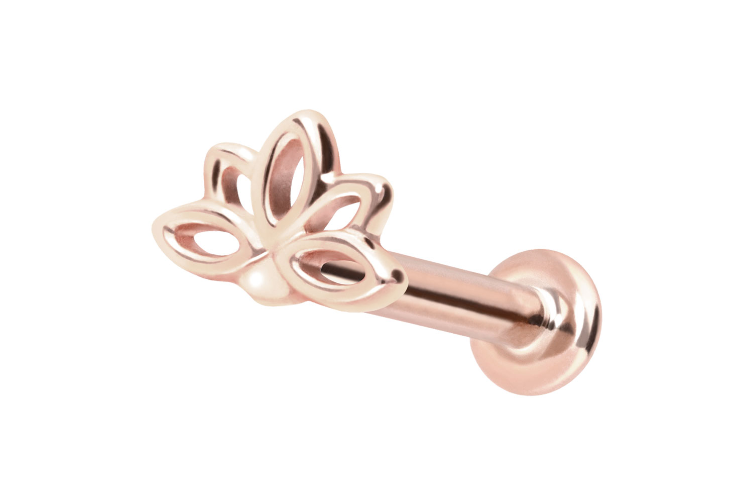 14 Karat Gold Labret Piercing mit Push Fit LOTUSBLÜTE